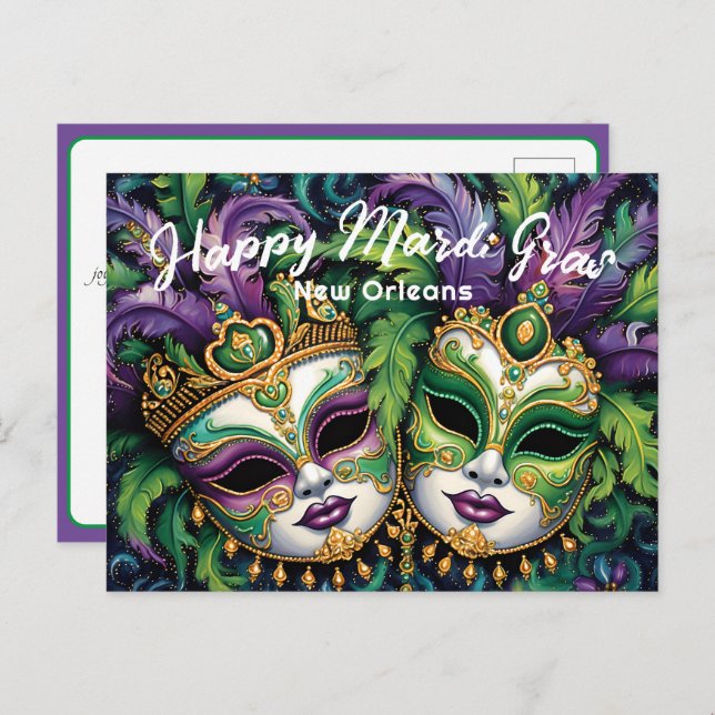Cartão Postal 💚 💜 💛 Mardi Gras Splendor (Frente/Verso)