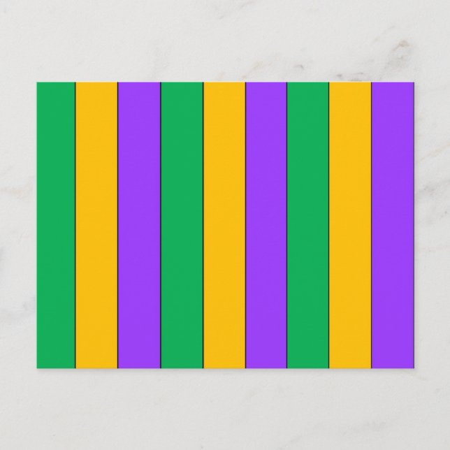 Cartão Postal Mardi Gras Stripes Padrões Púrpura Amarelo Verde (Frente)