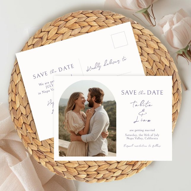 Cartão Postal Marfim | Casamento de Letra Boho Lavanda  (Criador carregado)