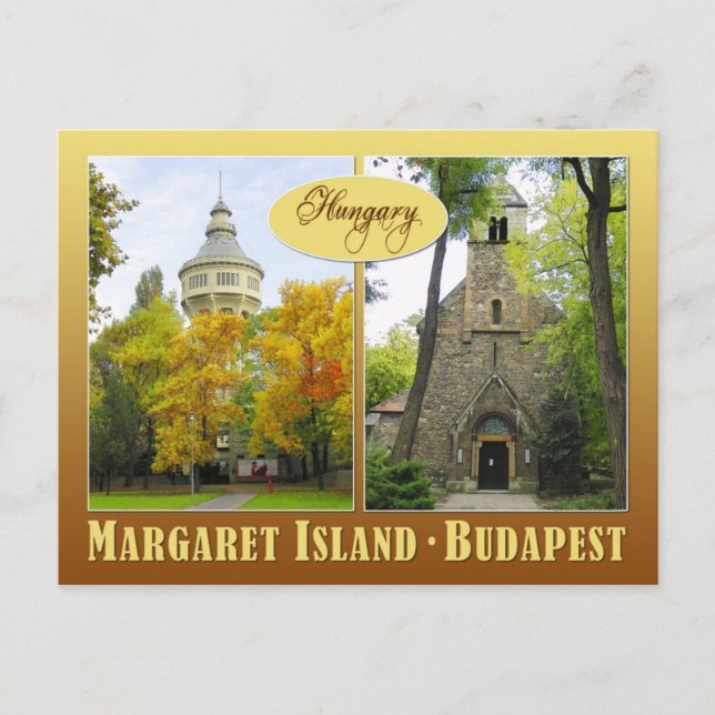 Cartão Postal Margaret Island em Budapeste, Hungria (Frente)