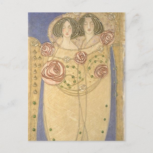 Cartão Postal Margaret MacDonald Mackintosh Lovers (Frente)