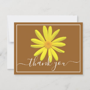 Cartão Postal Margarida Amarela Fundo Marrom Claro Obrigado