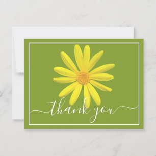 Cartão Postal Margarida Amarela Fundo Verde Lima Obrigada