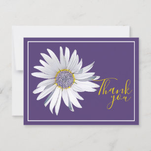 Cartão Postal Margarida Branca Fundo Roxo Obrigado