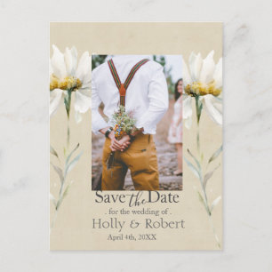 Cartão Postal Margarida de Prado Selvagem Kraft Save the Date co