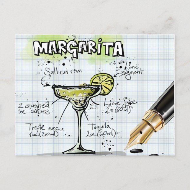 Cartão Postal Margarita Drink - Presente de Cocktail (Frente)