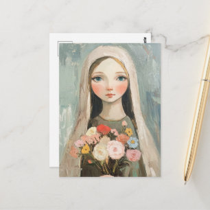 Cartão Postal Maria Linda Com Flores