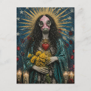 Cartão Postal Maria Madalena em uma máscara de gás rosa