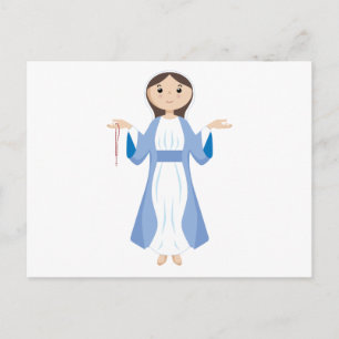 Cartão Postal Maria Mãe com Terço