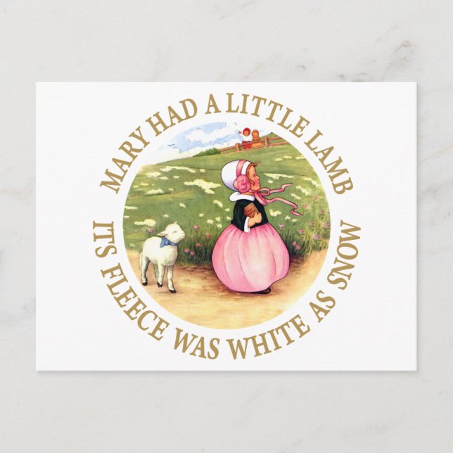 Cartão Postal Maria Tinha um Pequeno Cordeiro (Frente)