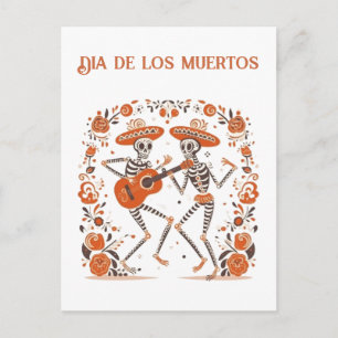 Cartão Postal Mariachi Esqueletos Personalizados do Dia dos Mort