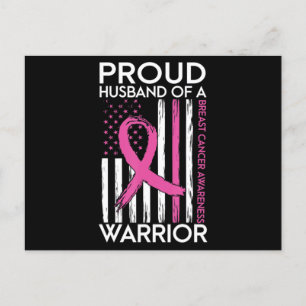 Cartão Postal Marido Orgulhoso De Um Apoio ao cancer de mama De
