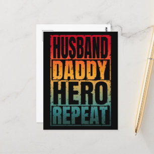 Cartão Postal Marido Papai Herói Repetir