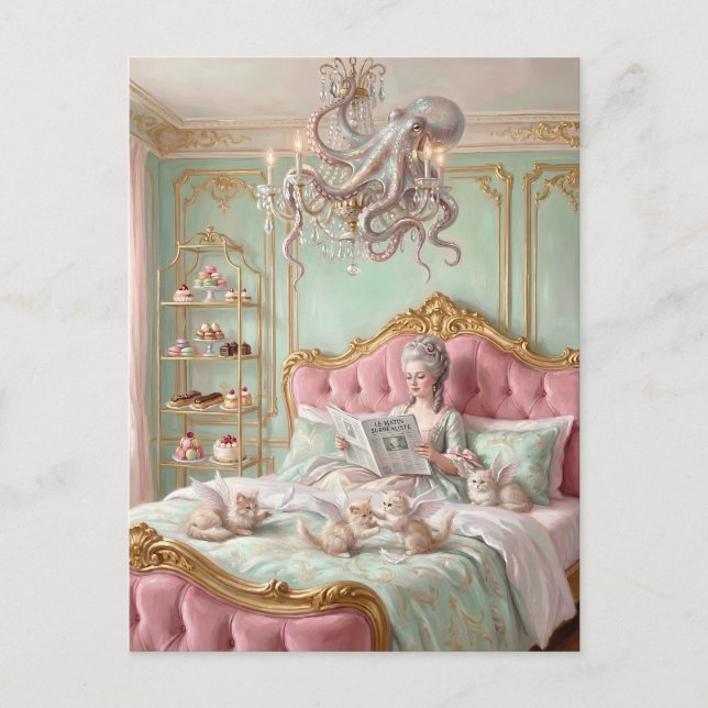 Cartão Postal Marie Antoinette and the octopus. Surreal (Frente)