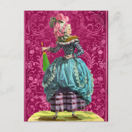 Cartão Postal Marie Antoinette Bonjour Amizade Rosa