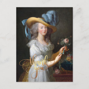 Cartão Postal Marie Antoinette com uma rosa Obrigada