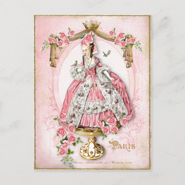 Cartão Postal Marie Antoinette,Francês,Paris,rosa,rosa,boneca (Frente)