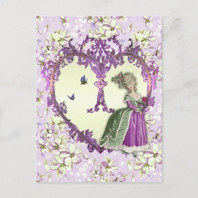 Cartão Postal Marie Antoinette Lilac Sonha Impressão Floral Roxo (Frente)