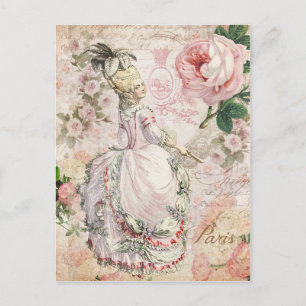 Cartão Postal Marie Antoinette,Paris,shabby,rosa,rosa,Cartão-po