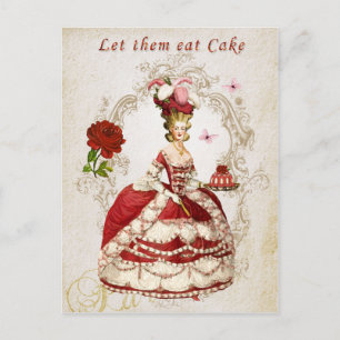 Cartão Postal Marie Antoinette,vermelho,rosas,Deixem que comam b