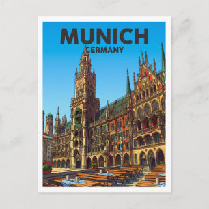 Cartão Postal Marienplatz e Nova Câmara Municipal Munique Aleman