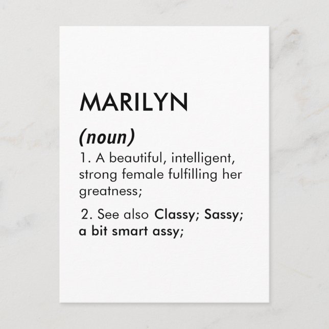 Cartão Postal Marilyn name, Editable name, Custom name (Frente)