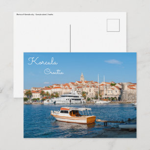 Cartão Postal Marina da cidade de Korcula - Dalmácia, Croácia