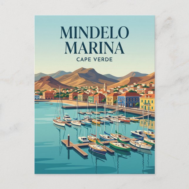 Cartão Postal Marina de Mindelo Cabo Verde (Frente)