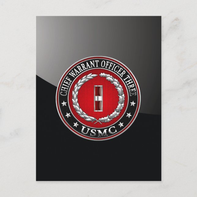 Cartão Postal Marines dos EUA: Chief Warrant Três (USMC CWO-3) [ (Frente)