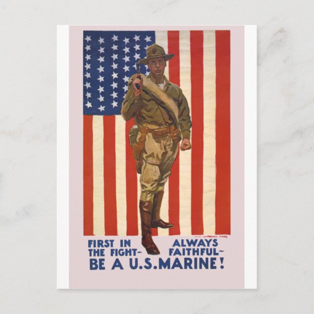 Cartão Postal MARINHAS Americanas Primeiro na Luta Sempre Fiel (Frente)