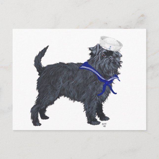 Cartão Postal Marinheiro Affenpinscher (Frente)