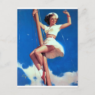 Cartão Postal Marinheiro Feliz Pin Up