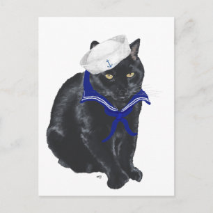 Cartão Postal Marinheiro Gato Preto