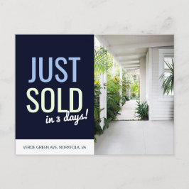 Cartão Postal Marinho azul Acabou de vender anúncio imobiliário 