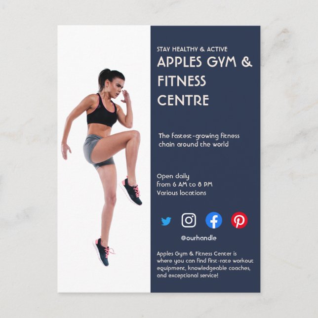 Cartão Postal Marinho Azul Barra Lateral Fotografia ginásio ajus (Frente)