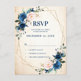Cartão Postal Marinho Blue Blush - RSVP Geométrico