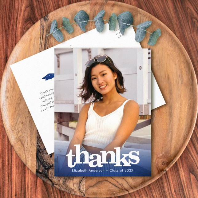 Cartão Postal Marinho de fotografia de graduação obrigado de tip (Criador carregado)