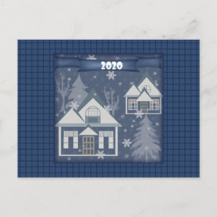 Cartão Postal Marinho de ilustração de Ano Novo 2020 da Vintage 