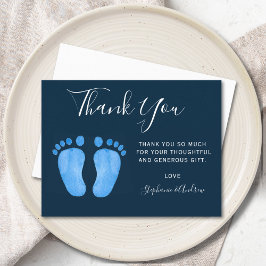 Cartão Postal Marinho de Pés-Bebês Chá de fraldas Azul Obrigado