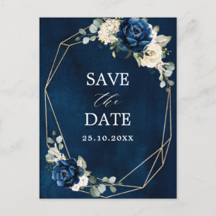 Cartão Postal Marinho Dourado Champanhe Branco Ivory Rosa Salve