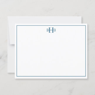 Cartão Postal Marinho e nota minimalista sofisticada branca