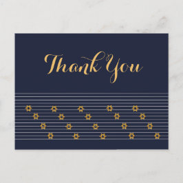 Cartão Postal Marinho e Ouro Star de David Obrigado