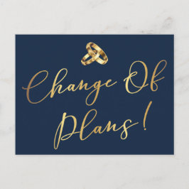 Cartão Postal Marinho elegante e mudanças Douradas de casamento