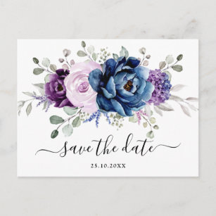 Cartão Postal Marinho Roxo Roxo Blooms Lilac Salva a data
