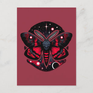 Cartão Postal Mariposa Cósmica Vermelha e Preta - Mística Celest
