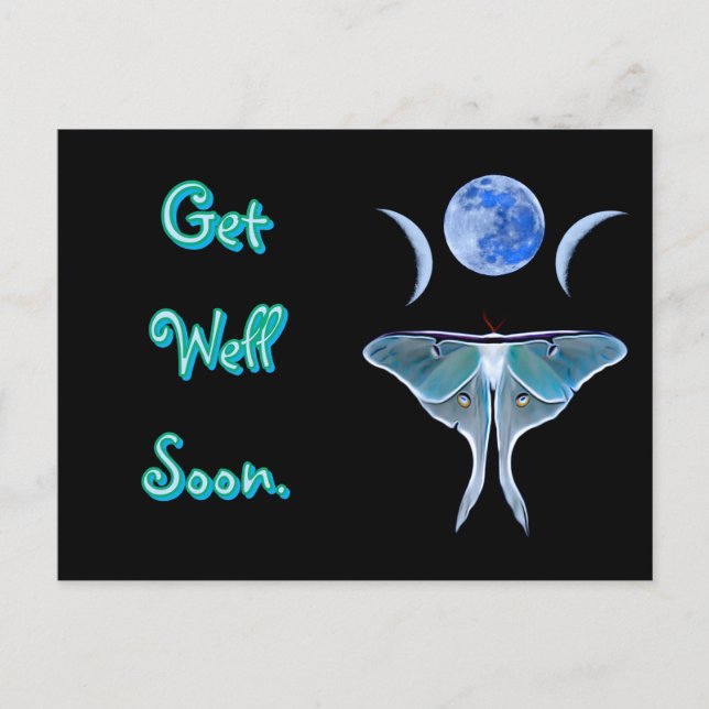 Cartão Postal Mariposa Luna Tripla Lua Melhoras (Frente)