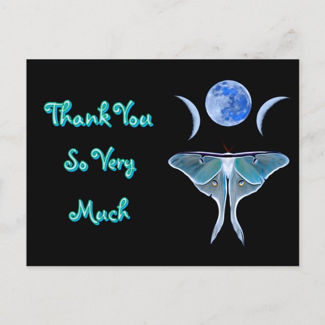 Cartão Postal Mariposa Luna Tripla Lua Obrigada (Frente)