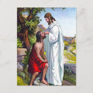 Cartão Postal Mark 8:22-26 Jesus cura um homem cego