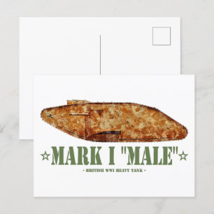 Cartão Postal Mark I Male World War One British Heavy Tank WI