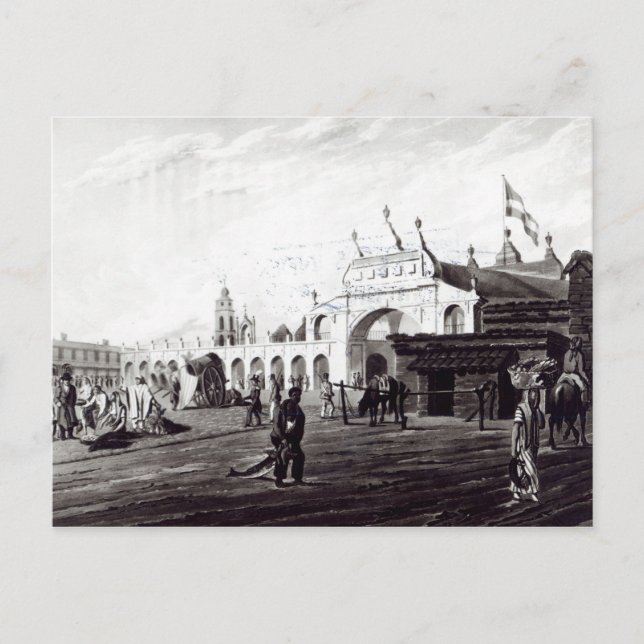 Cartão Postal Market Place, gravado por Daniel Havell 1820 (Frente)